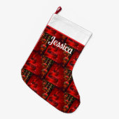 Mit Monogramm versehene Schellen-Weihnachtsstrumpf Großer Weihnachtsstrumpf (Vorderansicht (hängend))