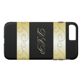 Mit Monogramm verziertes schwarzes Gold Trendy Case-Mate iPhone Hülle (Rückseite (Horizontal))