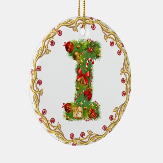 mit Monogramm Verzierung der Initiale I Keramikornament (Rechts)