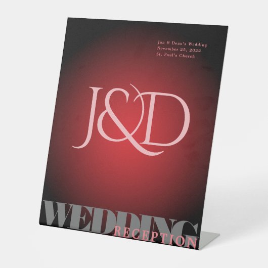 Mit Monogramm Vignette Wedding Pedestal-Zeichen Sockelschild (Vorderseite)