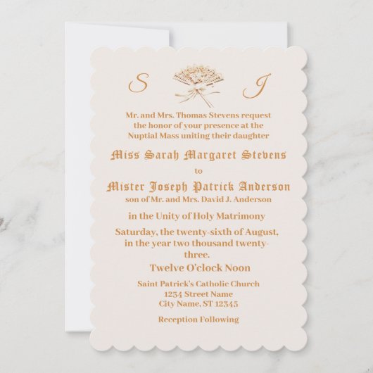 Mit Monogramm Viktorianischer Lüfter Einladung (Vorderseite)