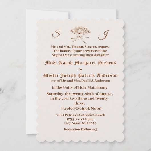 Mit Monogramm Viktorianischer Lüfter Einladung (Vorderseite)