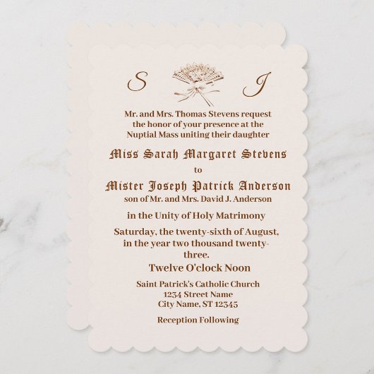 Mit Monogramm Viktorianischer Lüfter Einladung