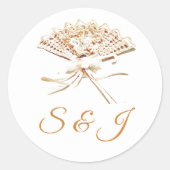 Mit Monogramm Viktorianischer Lüfter Runder Aufkleber (Vorderseite)