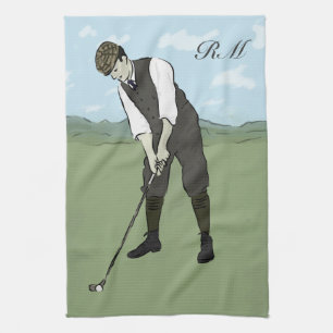 Mit Monogramm Vintage Artgolfkunst Küchentuch