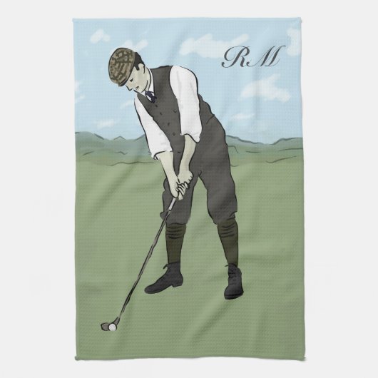 Mit Monogramm Vintage Artgolfkunst Küchentuch (Vertikal)