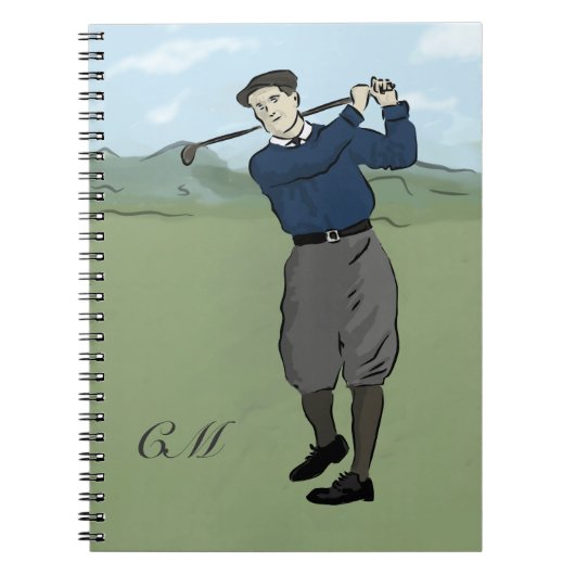 Mit Monogramm Vintage Artgolfkunst Notizblock (Vorderseite)