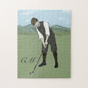 Mit Monogramm Vintage Artgolfkunst Puzzle