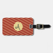 Mit Monogramm Vintage Goldene Streifen auf Rot Gepäckanhänger (Vorderseite horizontal)