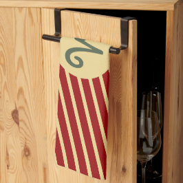 Mit Monogramm Vintage Goldene Streifen auf Rot Geschirrtuch