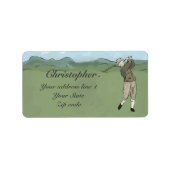 Mit Monogramm Vintage Golfart Adressaufkleber (Vorne)