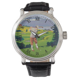 Mit Monogramm Vintage Golfart Armbanduhr