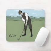 Mit Monogramm Vintage Golfart Mousepad (Mit Mouse)