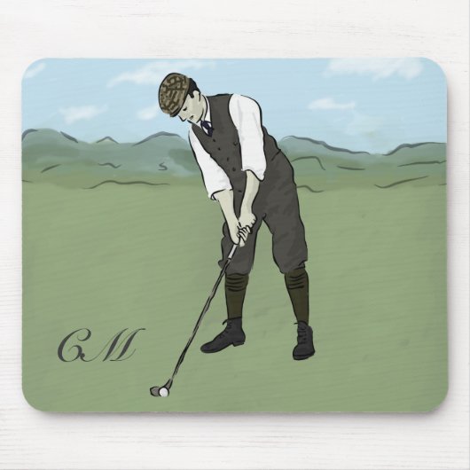 Mit Monogramm Vintage Golfart Mousepad (Vorne)
