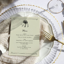 Mit Monogramm Vintage Palmbaumhochzeit Menükarte