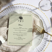 Mit Monogramm Vintage Palmbaumhochzeit Menükarte