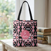 Mit Monogramm Vintage rosa Blume Tasche