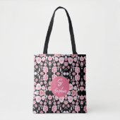 Mit Monogramm Vintage rosa Blume Tasche (Vorderseite)