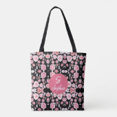 Mit Monogramm Vintage rosa Blume Tasche (Rückseite)