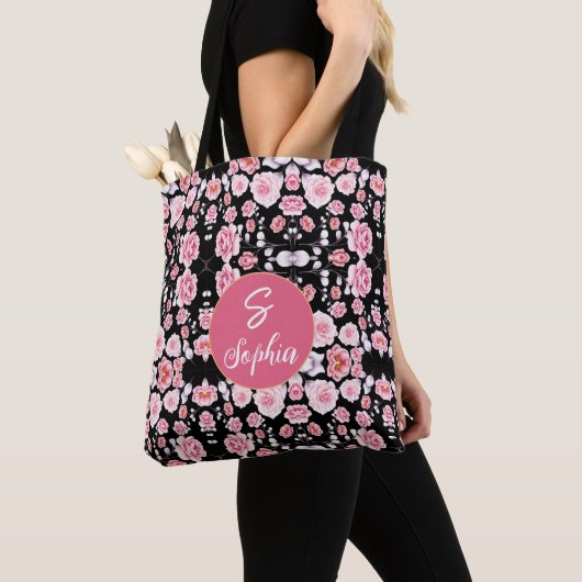 Mit Monogramm Vintage rosa Blume Tasche (Von Nahem)