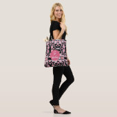 Mit Monogramm Vintage rosa Blume Tasche (Am Model)