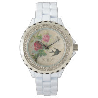Mit Monogramm Vintage Rose Schlucken Sie den Vogel