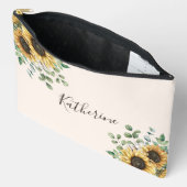 Mit Monogramm Vintage rustikale Sonnenblume Zubehörtasche (Offen)