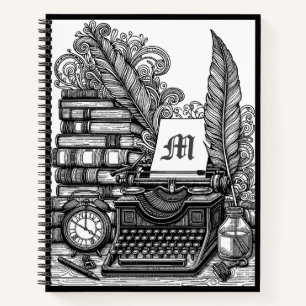 Mit Monogramm Vintage Schriftstellerthemenfarbe Notizblock