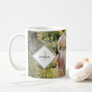 Mit Monogramm Vintager Aqua-Hütte Garten Kaffeetasse