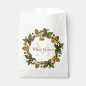 Mit Monogramm Vintager Eleganter Weihnachtskranz Geschenktütchen (Vorderseite)