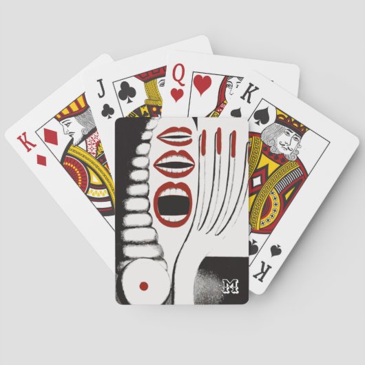 Mit Monogramm Vintager Rotstift und Nägel Spielkarten (Rückseite)