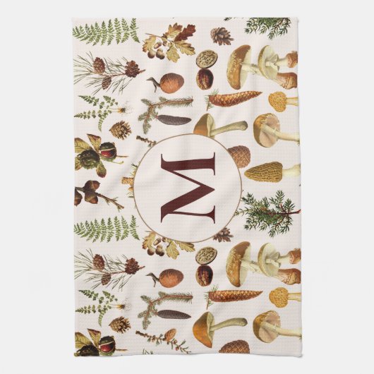 Mit Monogramm Vintages Pinienwaldmuster Geschirrtuch (Vertikal)