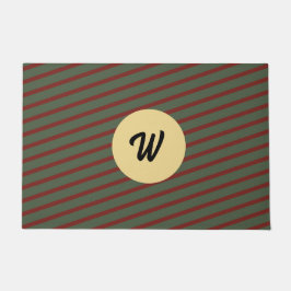mit Monogramm Vintages Rot- und Grünstreifen-Muste Fußmatte