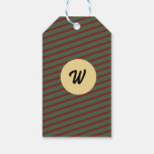 mit Monogramm Vintages Rot- und Grünstreifen-Muste Geschenkanhänger (Rückseite)