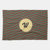 mit Monogramm Vintages Rot- und Grünstreifen-Muste Geschirrtuch (Horizontal)
