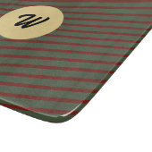 mit Monogramm Vintages Rot- und Grünstreifen-Muste Schneidebrett (Ecke)