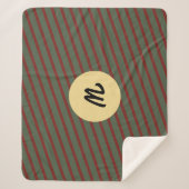 mit Monogramm Vintages Rot- und Grünstreifen-Muste Sherpadecke (Vorderseite)