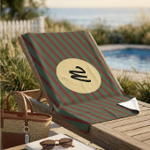 mit Monogramm Vintages Rot- und Grünstreifen-Muste Strandtuch
