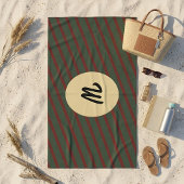 mit Monogramm Vintages Rot- und Grünstreifen-Muste Strandtuch