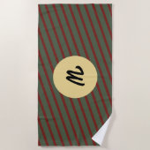 mit Monogramm Vintages Rot- und Grünstreifen-Muste Strandtuch (Vorderseite)