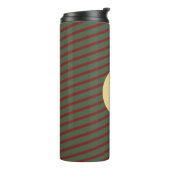 mit Monogramm Vintages Rot- und Grünstreifen-Muste Thermosbecher (Nach links gedreht)