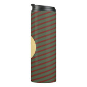 mit Monogramm Vintages Rot- und Grünstreifen-Muste Thermosbecher (Nach rechts gedreht)