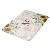 Mit Monogramm Vintages Sonnenblumendekoupage Badematte (Schrägansicht)