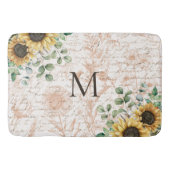 Mit Monogramm Vintages Sonnenblumendekoupage Badematte (Vorderseite)