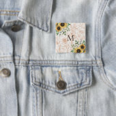 Mit Monogramm Vintages Sonnenblumendekoupage Button (Beispiel)