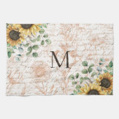 Mit Monogramm Vintages Sonnenblumendekoupage Geschirrtuch (Horizontal)