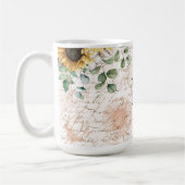 Mit Monogramm Vintages Sonnenblumendekoupage Kaffeetasse (Links)