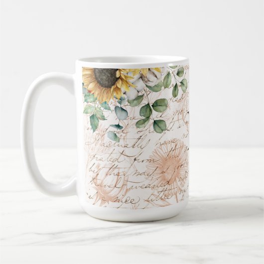 Mit Monogramm Vintages Sonnenblumendekoupage Kaffeetasse (Links)
