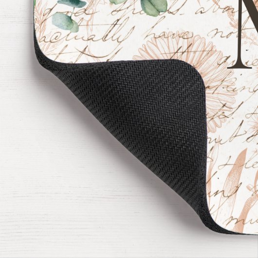 Mit Monogramm Vintages Sonnenblumendekoupage Mousepad (Ecke)
