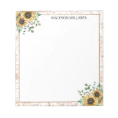 Mit Monogramm Vintages Sonnenblumendekoupage Notizblock (Vorderseite)